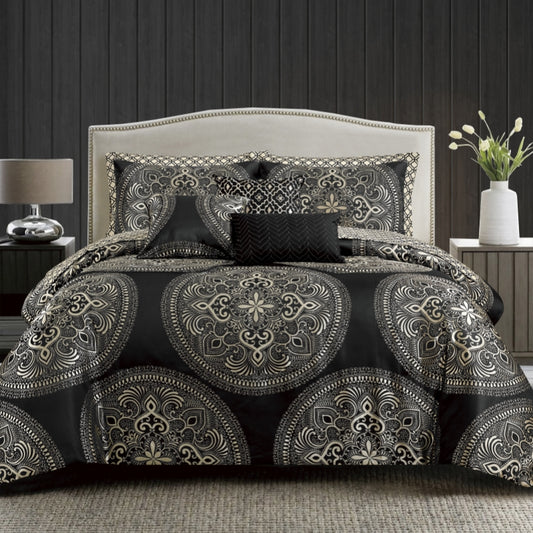 10 pcs luxury jacquard comforter sets with quilt, fitted sheet and 2 pillowcases, winter bedding set