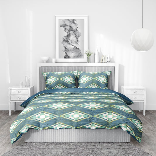 Winter warm Digital Printed  comforter set diamond-checkered pattern queen king size  quilt cover with 2 pillowcase