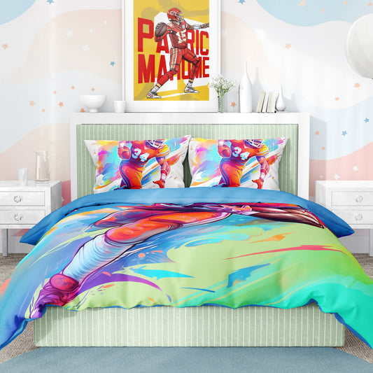 American Light Luxury Style Super Bowl Sports Style Colourful 3d Digital Printing 3 Piece Set, 100% Polyester Fat Quilt 3 Piece Set