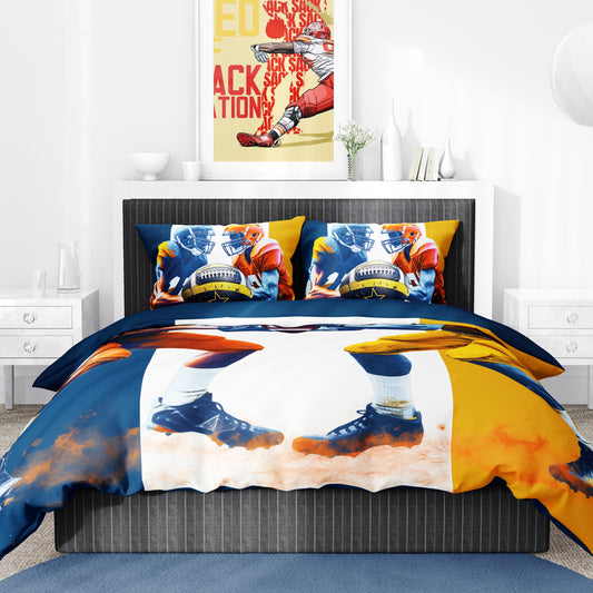 Europe and the United States style Super Bowl sports style digital printing three-piece set, 100% polyester fat quilt three-piece set