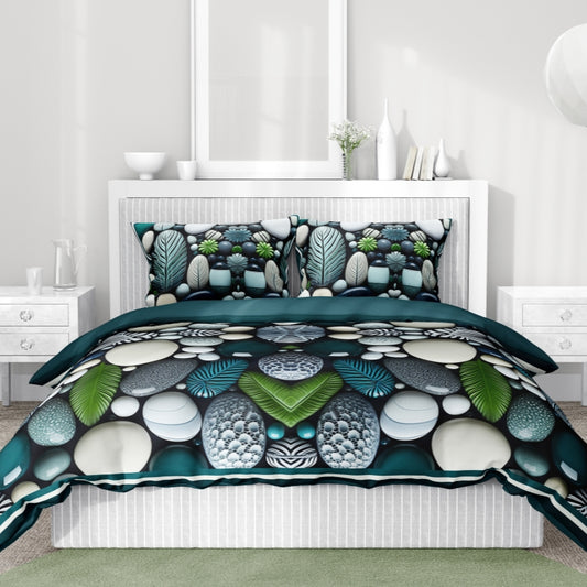 New style quilt bedding set three-piece set comforter with pillowcase ston pattern digital printing warm and cozy