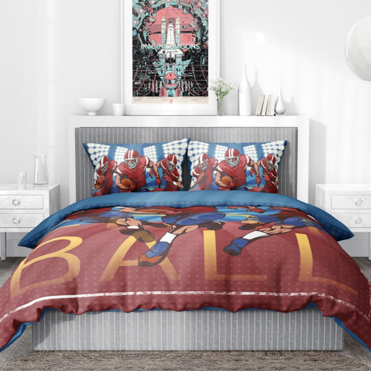 Americana Style Super Bowl Sports Style Digital Print 3-Piece Set, 100% Polyester Fat Quilt 3-Piece Set