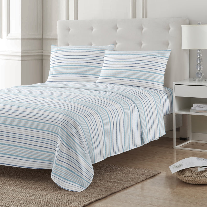 stripe printed bed sheet set, fitted sheet