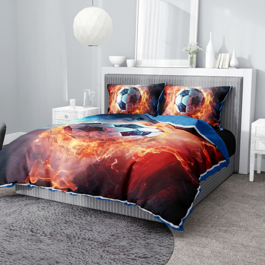 Winter quilt bedding set three-piece set comforter with pillowcase Football Patterns digital printing warm and cozy