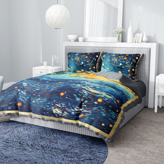 Winter quilt bedding set three-piece set comforter with pillowcase bule sea pattern digital printing warm and cozy