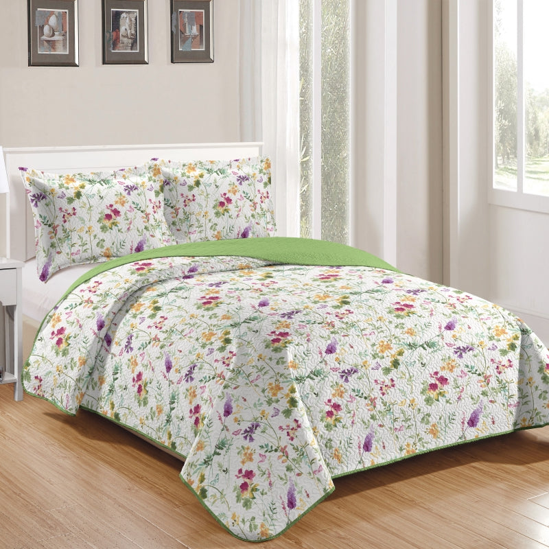 ultrasonic soft and comfortable floral and plaid print quilt set, wholesale at affordable price, various size and pattern