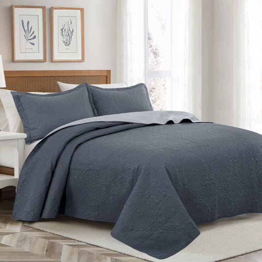 New flower ultrasonic quilt solid color three-piece ins style, student dormitory polyester bed cover air conditioning quilt