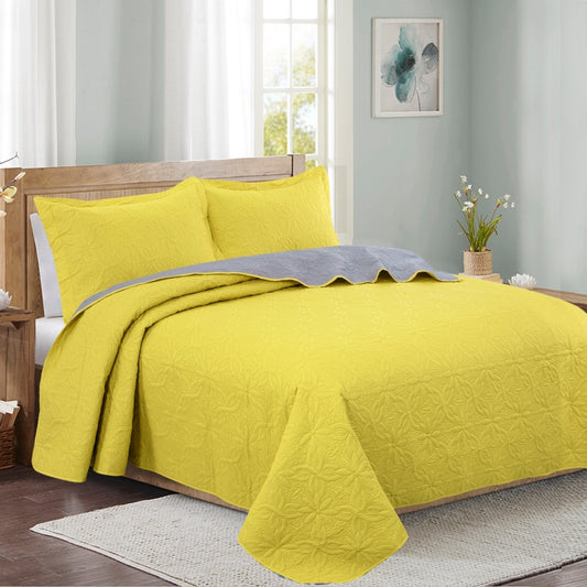 Spring new flower ultrasonic quilt solid color three-piece ins style, student dormitory polyester bed cover air conditioning quilt