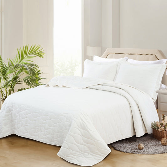 spring  New flower ultrasonic quilt solid color three-piece ins style, student dormitory polyester bed cover air conditioning quilt