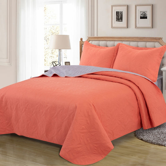 New flower ultrasonic quilt solid color three-piece ins style, student dormitory polyester bed cover air conditioning quilt with pillowcase