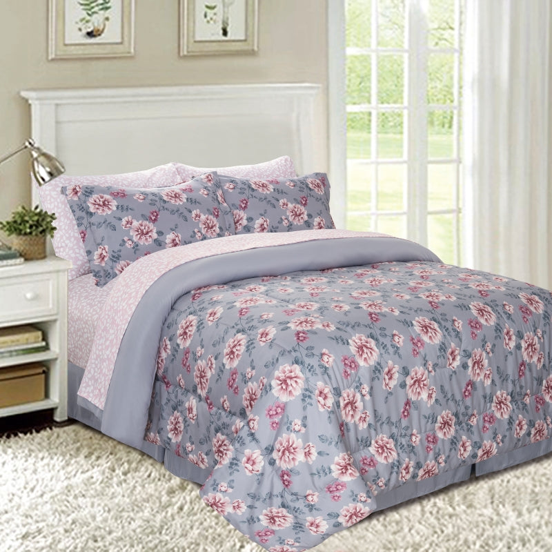 luxury soft comfortable flower printed stitched design 8 pieces quilt set, wholesale at affordable price, various size and pattern