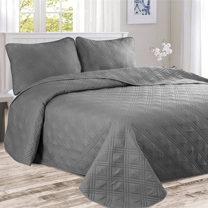 fashion grey 3 pieces quilt set, wholesale at affordable price, various size and pattern