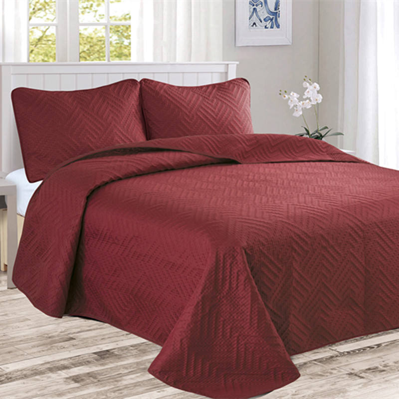 fashion burgundy 3 pieces quilt set, wholesale at affordable price, various size and pattern