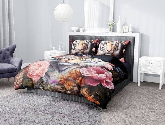 Winter NEW Digital Printed Tiger Patterns  comforter set polka dot pattern queen king size flora quilt cover with pillowcase