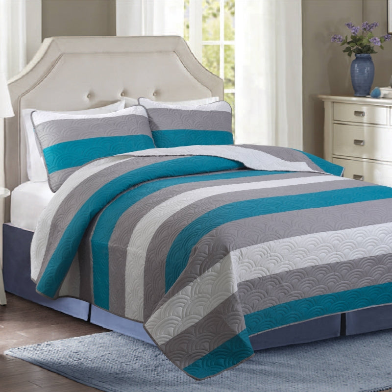 luxury stripe printed bedding quit cover set