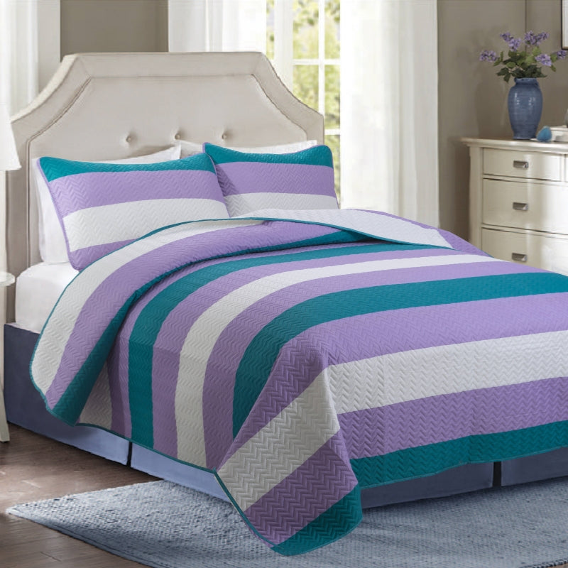 luxury stripe printed bedding quit cover set