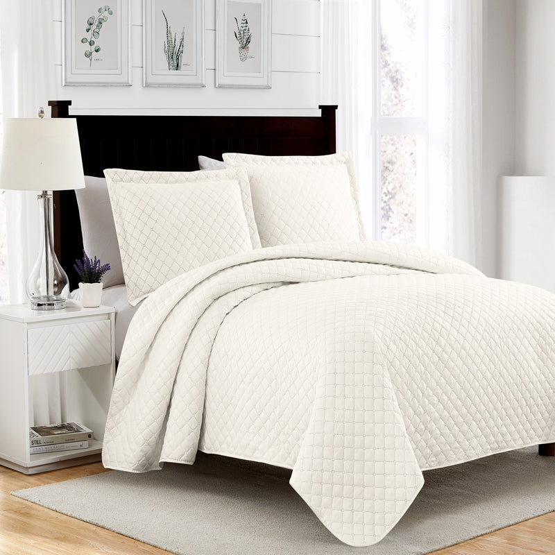 white 3 pcs quilt sets, breathable hotel quality bedding sets