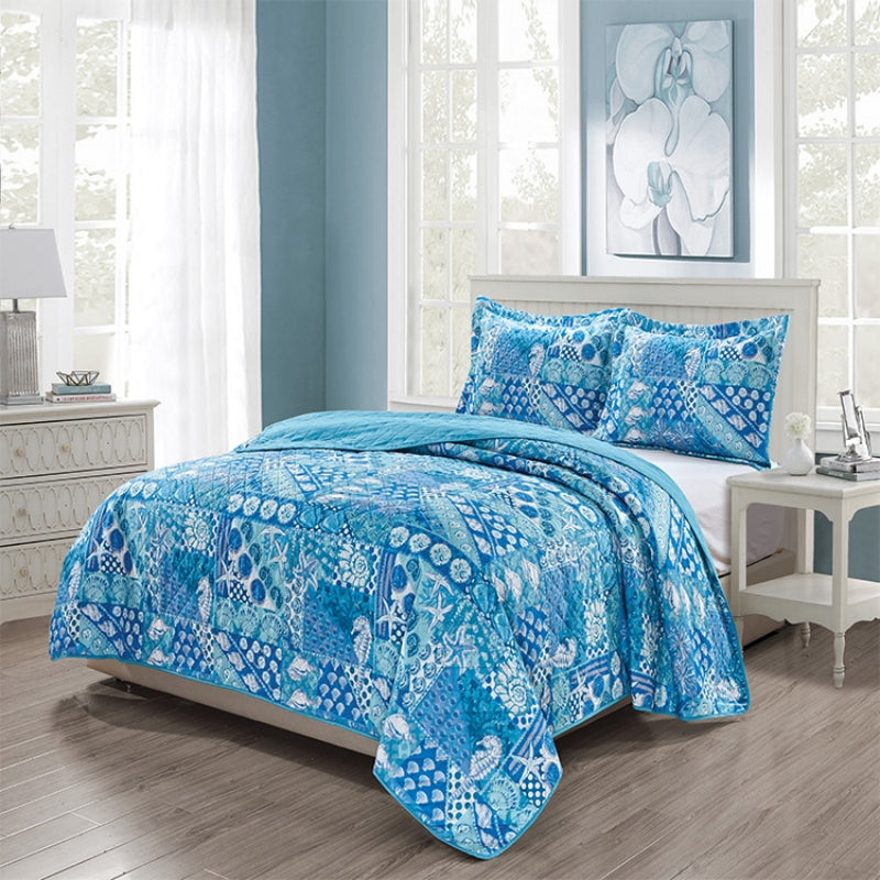 3 pcs bedspread quilt set, twin/full/queen/king size quilt coverlet, lightweight microfiber printed bedding set