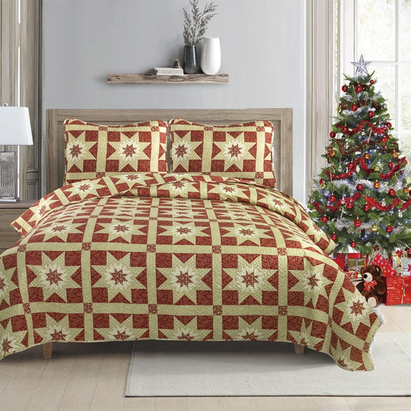 christmas print luxury 3 pieces quilt set, wholesale at affordable price, various size and pattern