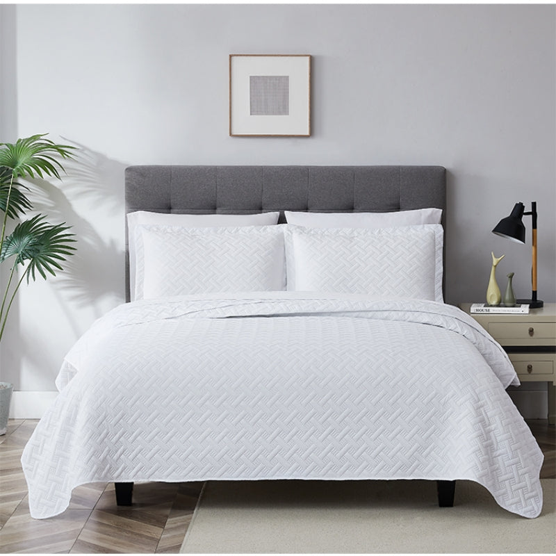 3 pcs white quilted wholesale quilt cover set, various size, affordable price, high quality