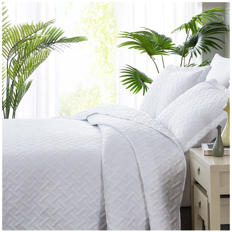 3 pcs white quilted wholesale quilt cover set, various size, affordable price, high quality