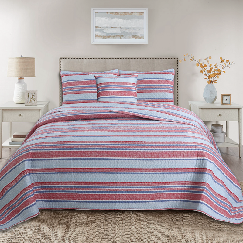 4 pieces print bedding quilt set, pastoral style, soft and comfortable