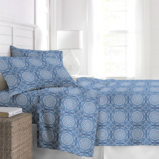4 pcs blue flower print wholesale bedding set, affordable price, high quality quilt set