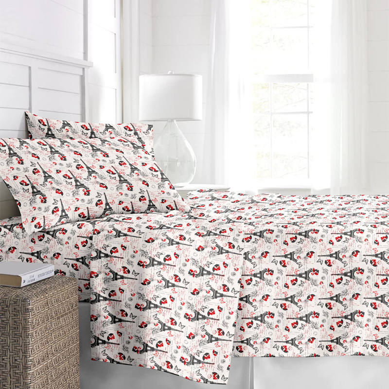 4 pcs Eiffel tower print wholesale bedding set, affordable price, high quality quilt set