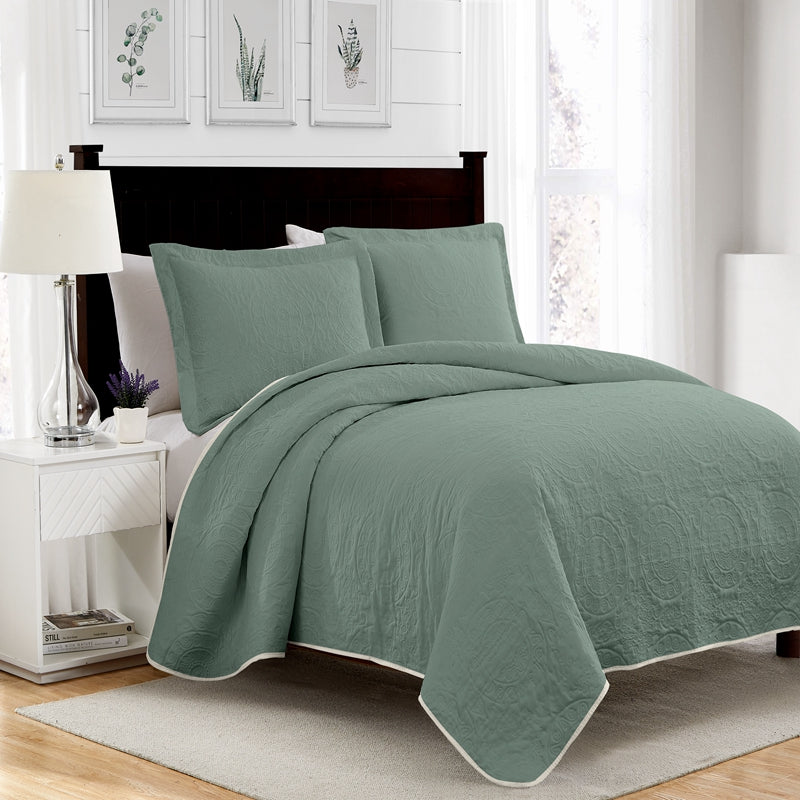 green bedding quit cover set
