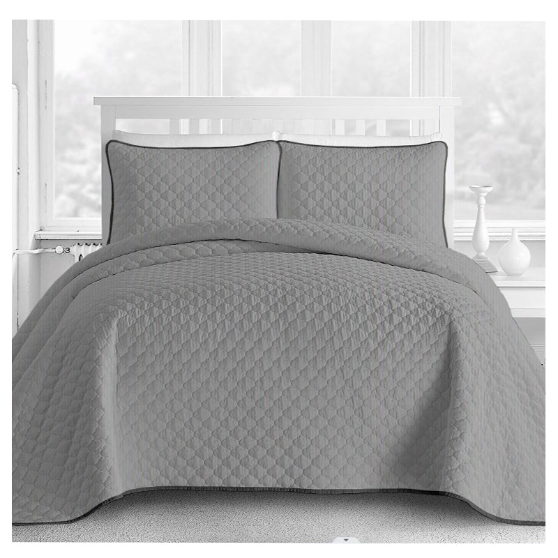 ultrasonic quilted grey 3 pieces quilt set, wholesale at affordable price, various size and pattern
