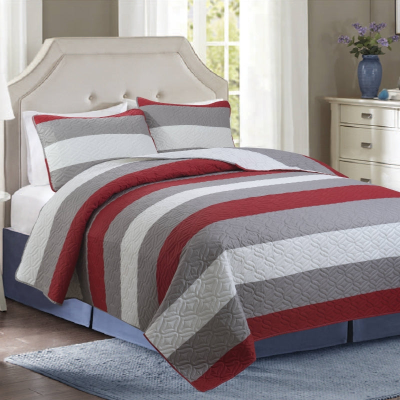 luxury stripe printed bedding quit cover set
