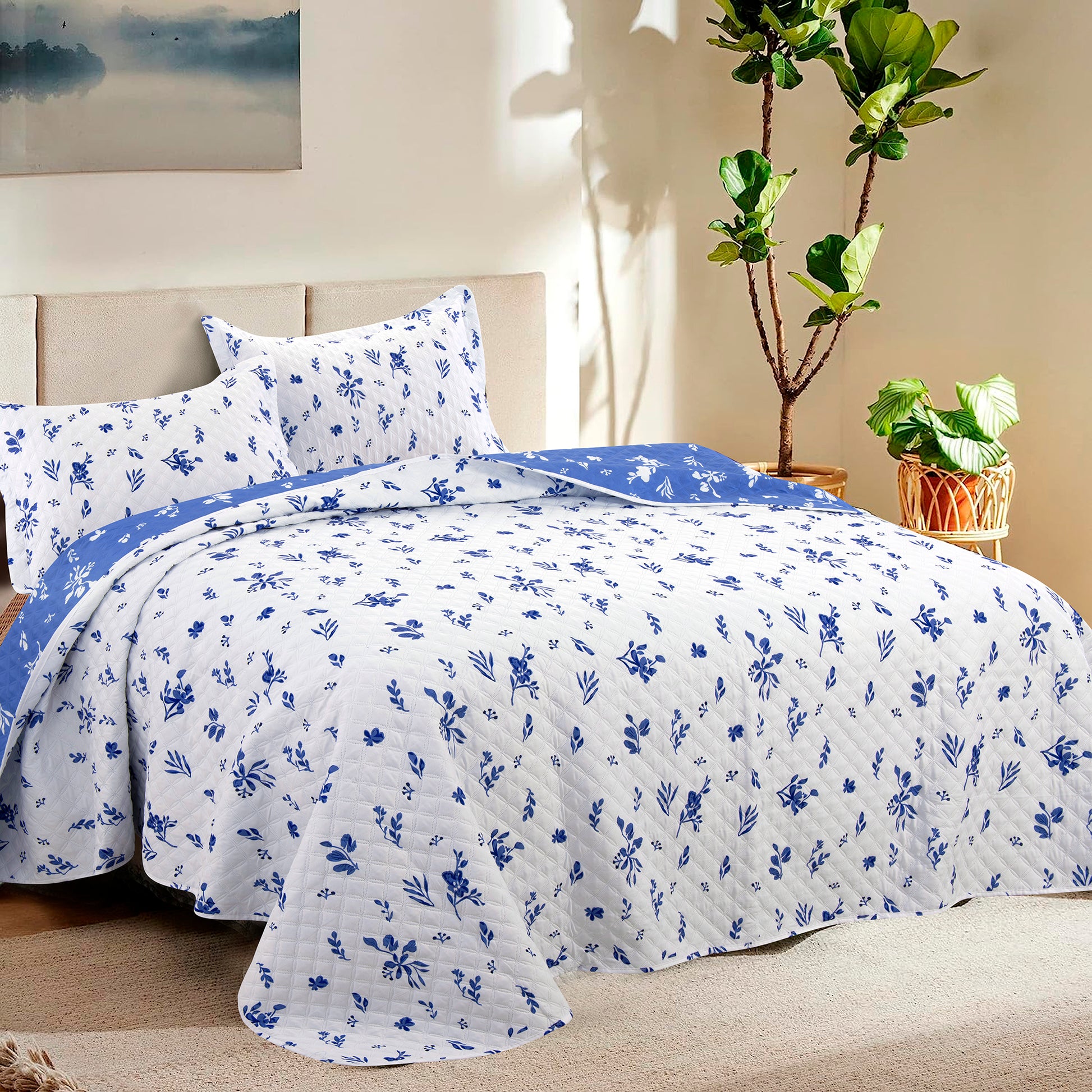 3 pcs flower printed wholesale quilt set, queen/king size bedding set, various size, affordable price, high quality
